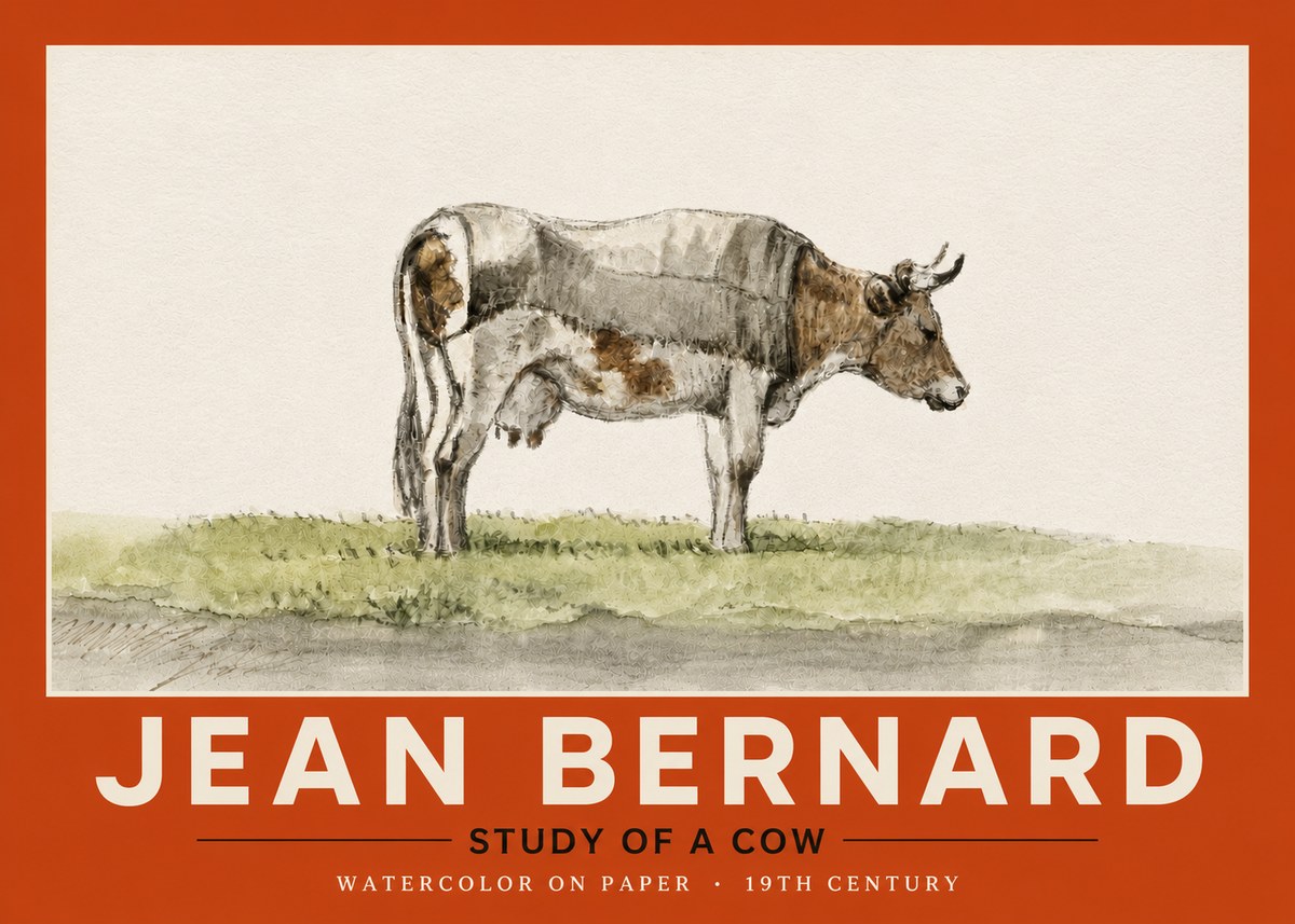 Jean Bernard Study of a Cow XIV No4 - Plakát
