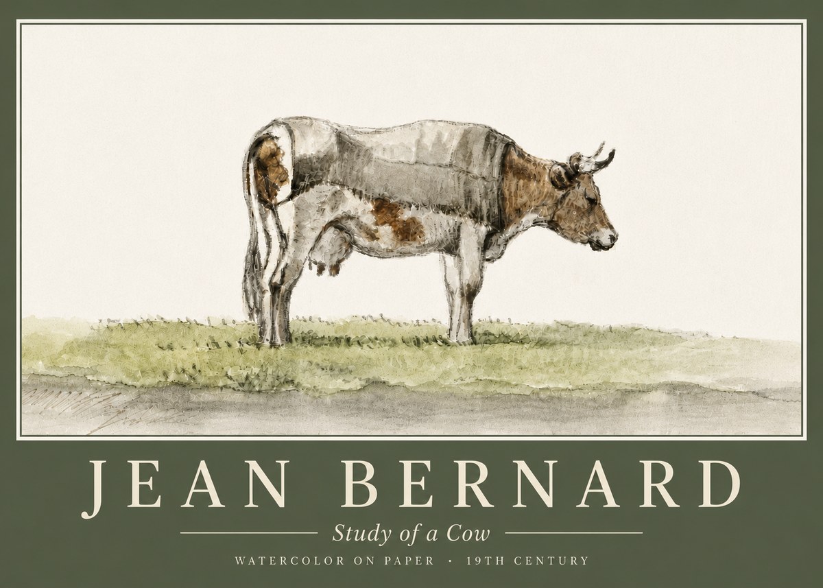 Jean Bernard Study of a Cow XIV No5 - Plakát