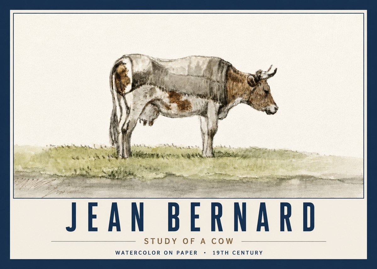Jean Bernard Study of a Cow XIV No6 - Plakát