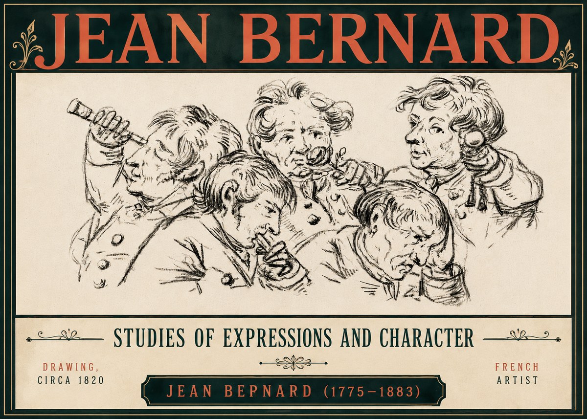 Jean Bernard Studies of Expressions and Character No6 - Plakát
