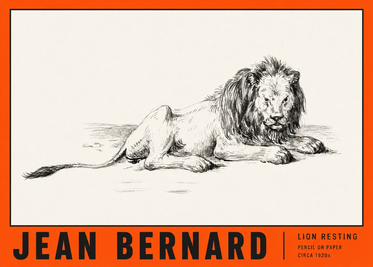 Jean Bernard Lion Resting No2 - Plakát