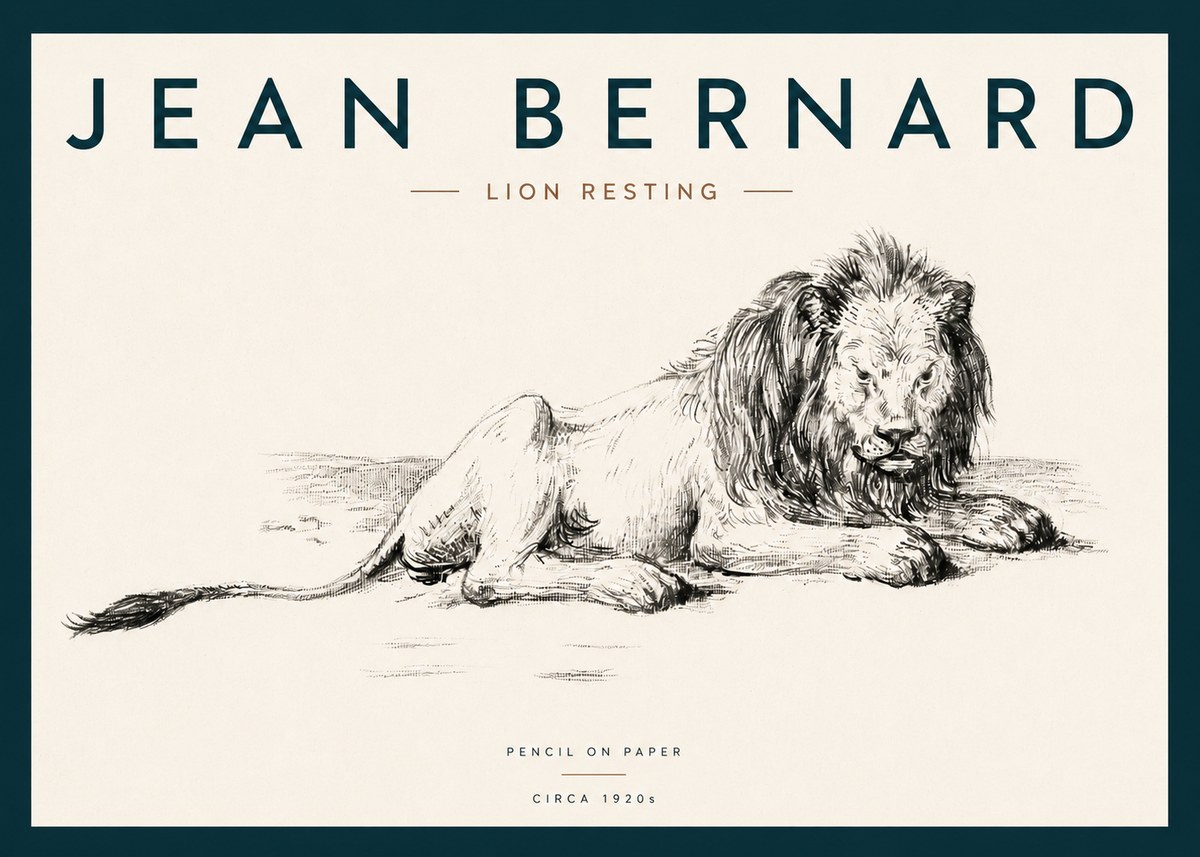 Jean Bernard Lion Resting No3 - Plakát