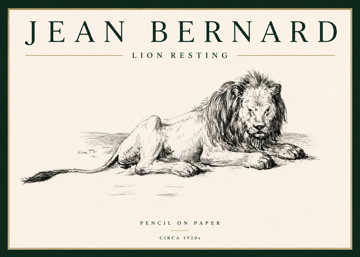 Jean Bernard Lion Resting No4 - Plakát