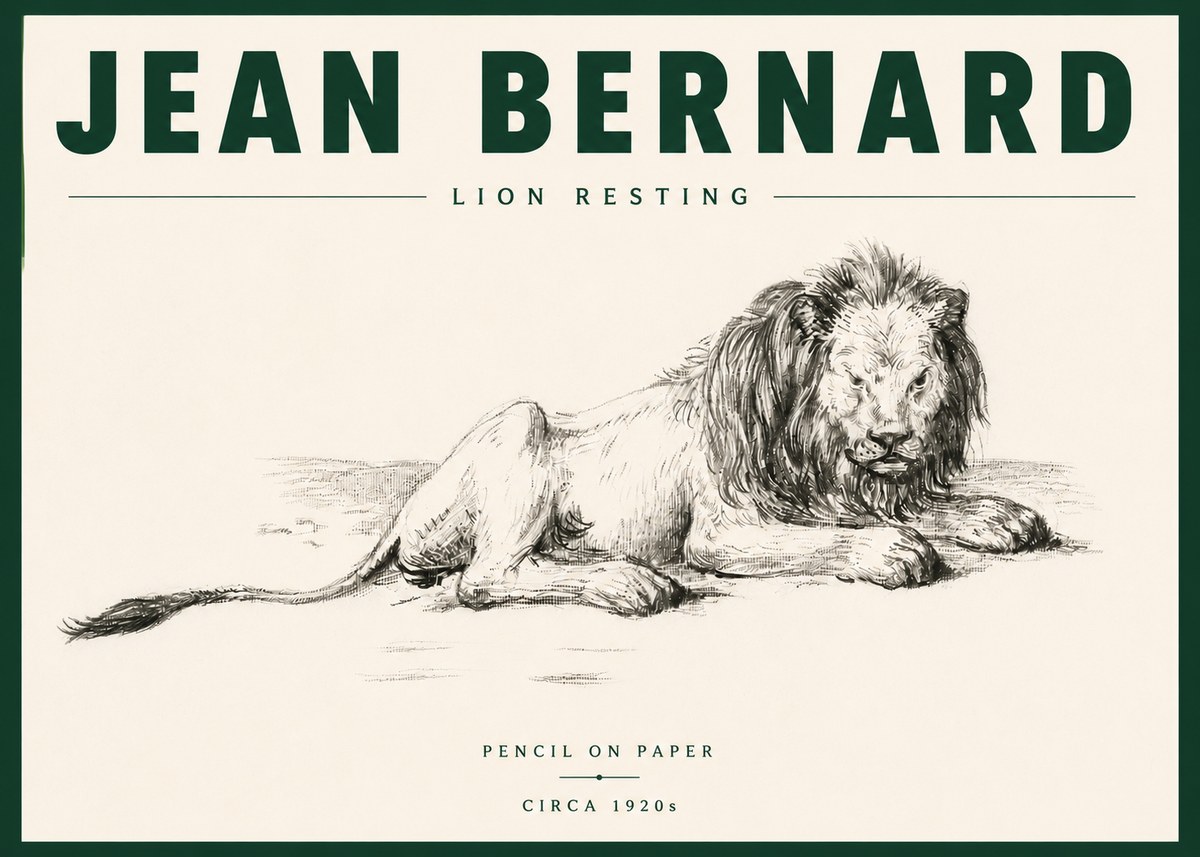 Jean Bernard Lion Resting No6 - Plakát
