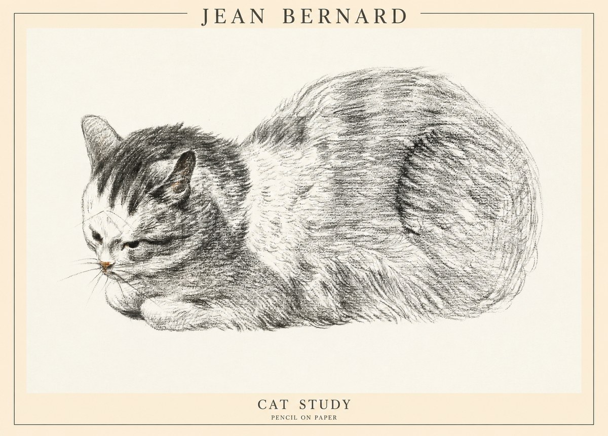 Jean Bernard Cat Study X No1 - Plakát