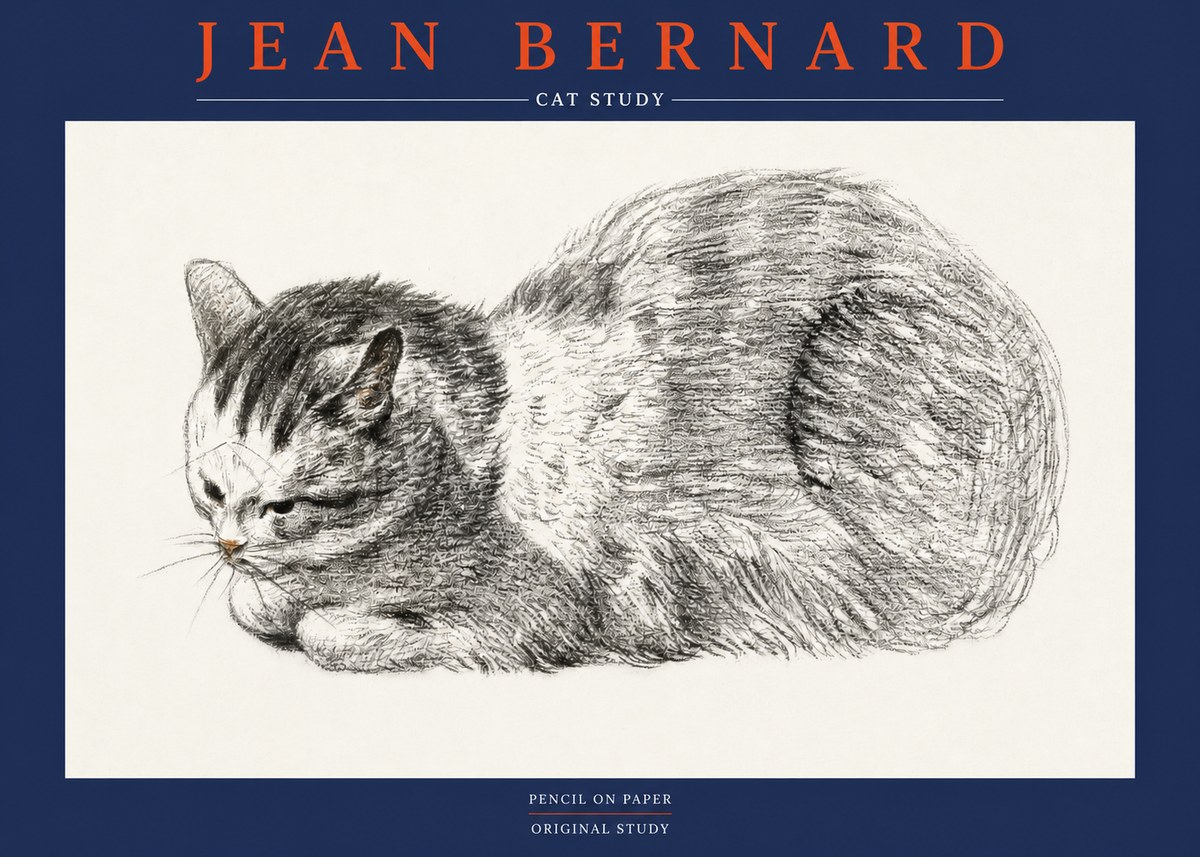 Jean Bernard Cat Study X No2 - Plakát