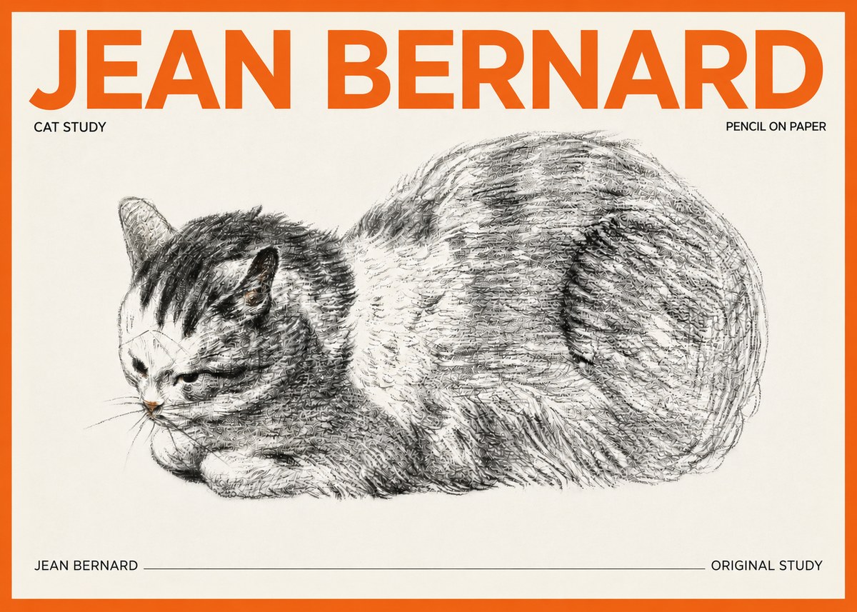 Jean Bernard Cat Study X No3 - Plakát
