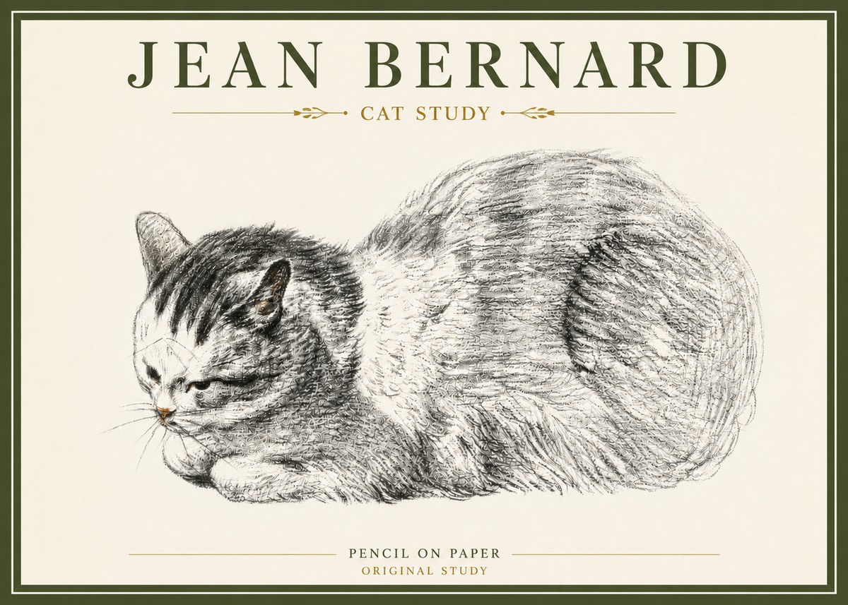 Jean Bernard Cat Study X No4 - Plakát