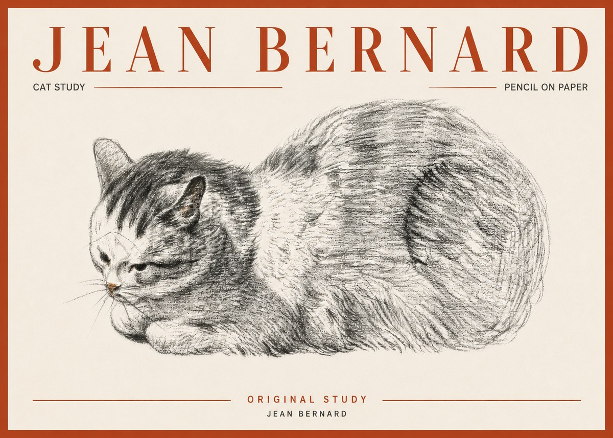 Jean Bernard Cat Study X No5 - Plakát