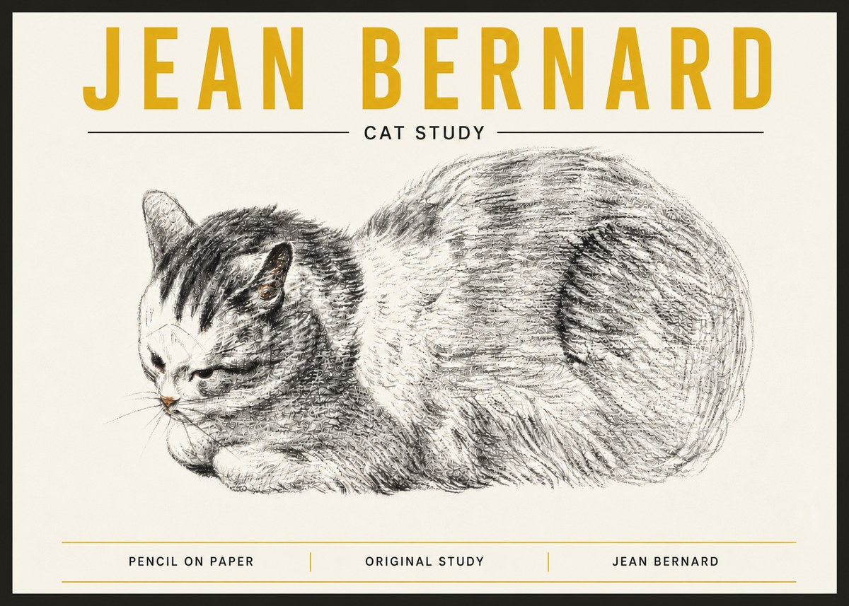 Jean Bernard Cat Study X No6 - Plakát