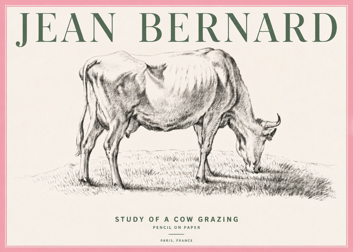 Jean Bernard Study of a Cow Grazing II No4 - Plakát