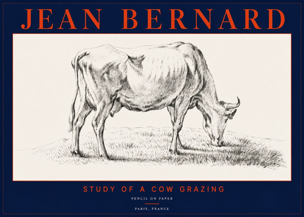 Jean Bernard Study of a Cow Grazing II No5 - Plakát