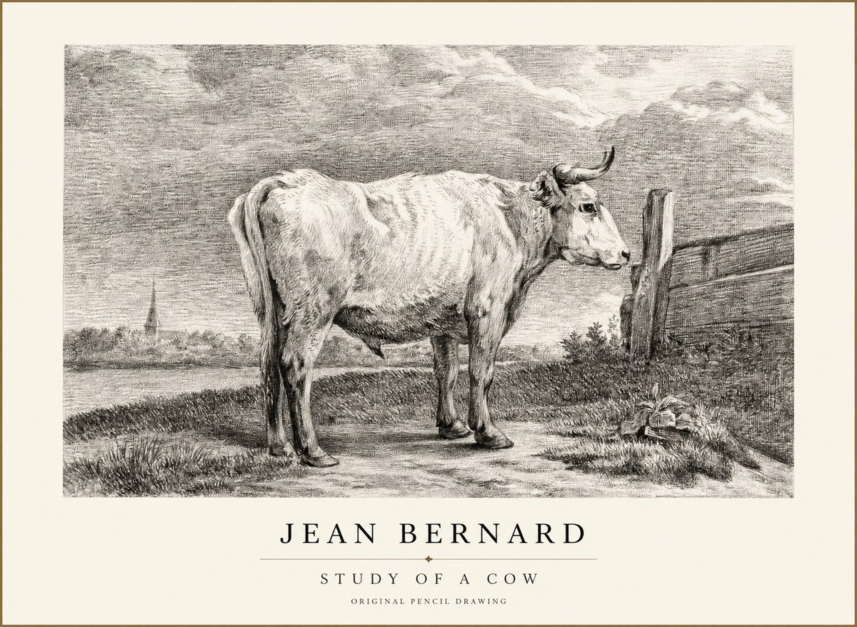 Jean Bernard Study of a Cow XV No1 - Plakát