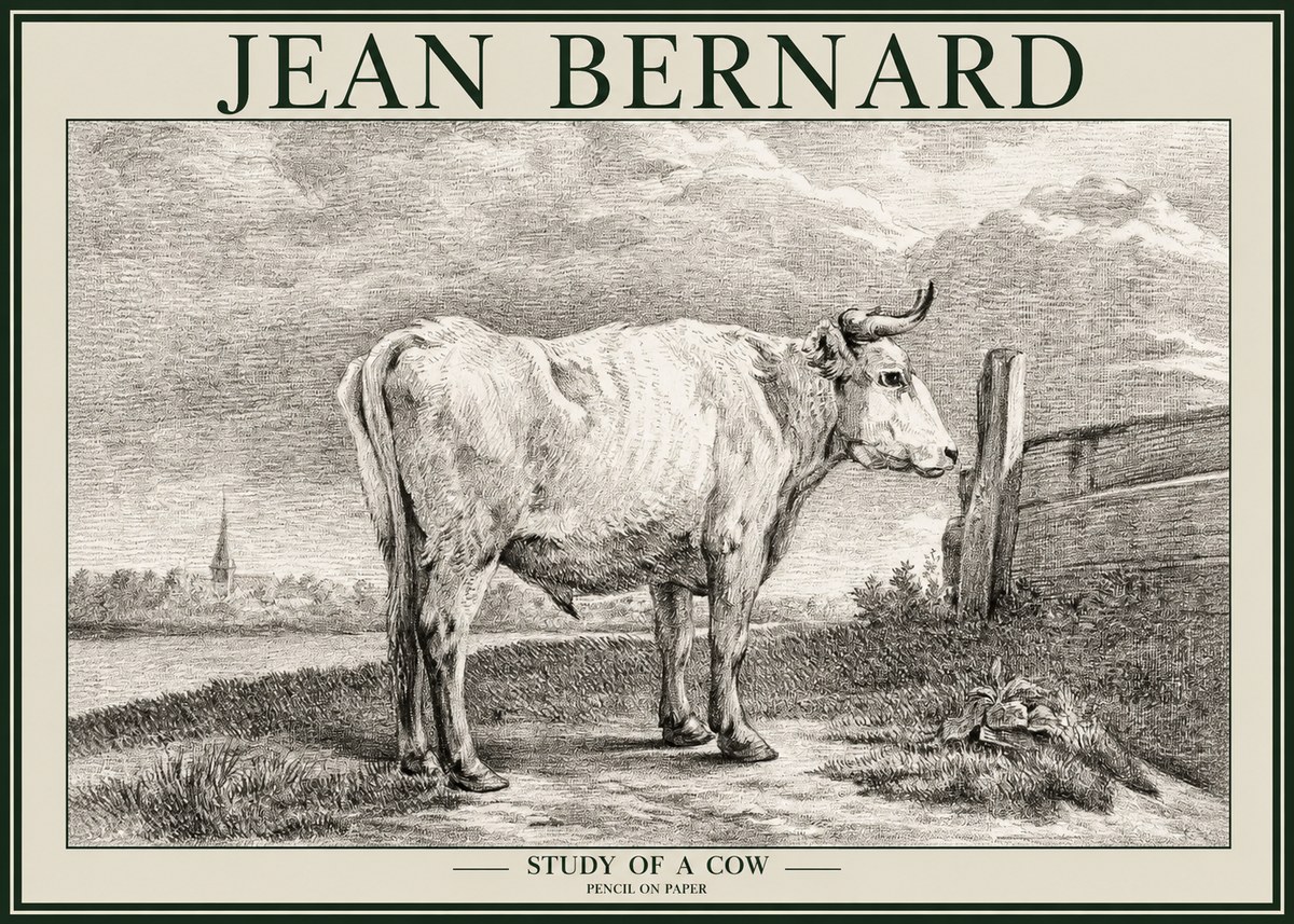 Jean Bernard Study of a Cow XV No2 - Plakát