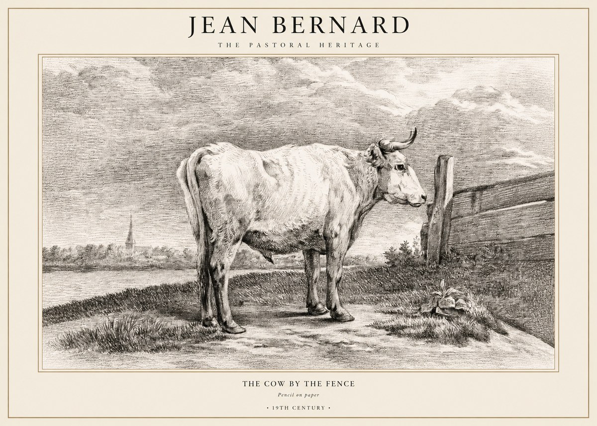 Jean Bernard Study of a Cow XV No3 - Plakát