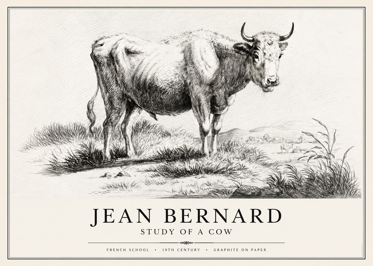 Jean Bernard Study of a Cow XVI No4 - Plakát