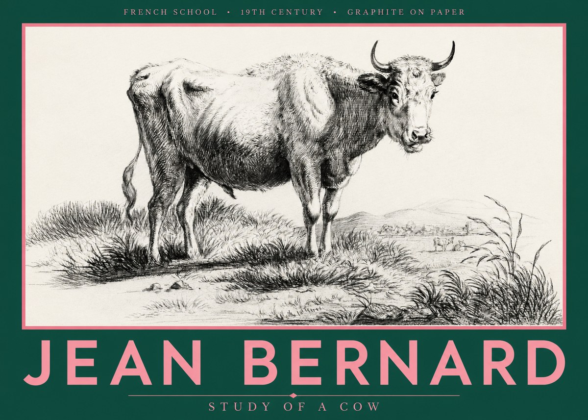Jean Bernard Study of a Cow XVI No5 - Plakát