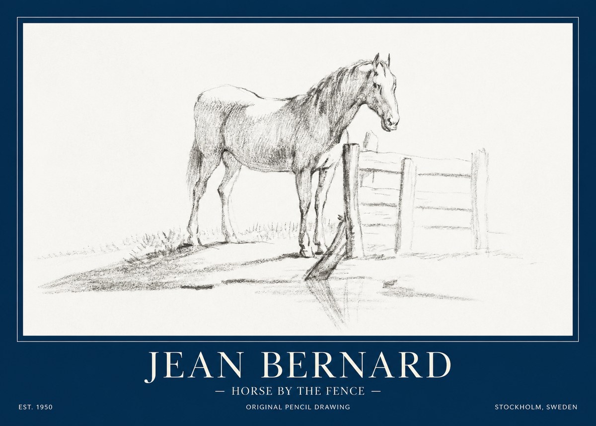 Jean Bernard Horse by the Fence No1 - Plakát