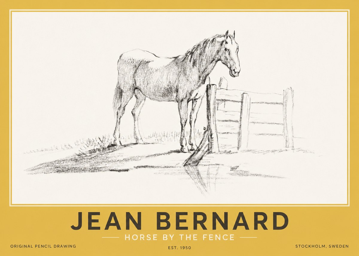 Jean Bernard Horse by the Fence No2 - Plakát
