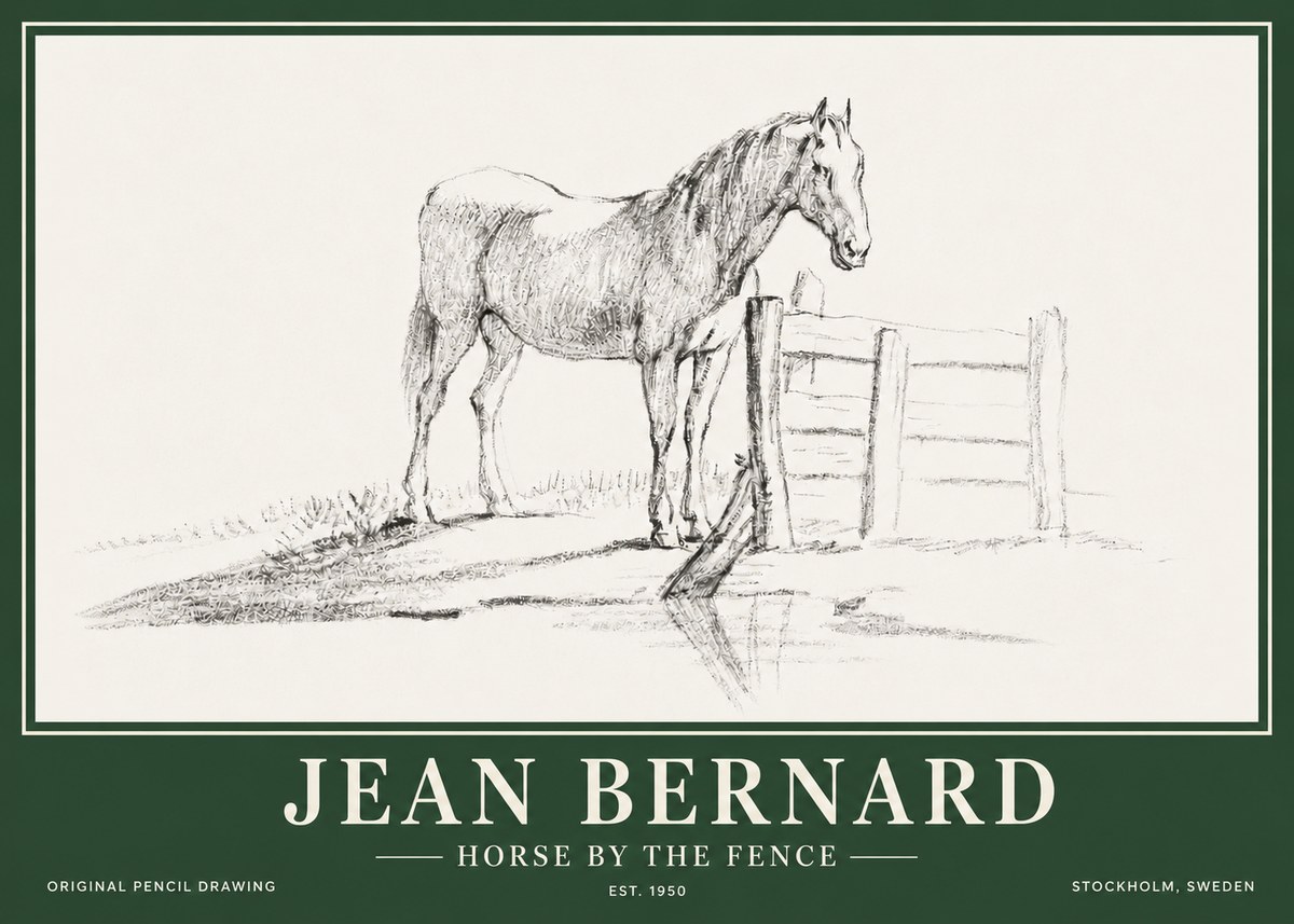 Jean Bernard Horse by the Fence No3 - Plakát