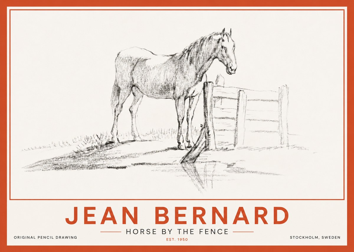 Jean Bernard Horse by the Fence No4 - Plakát
