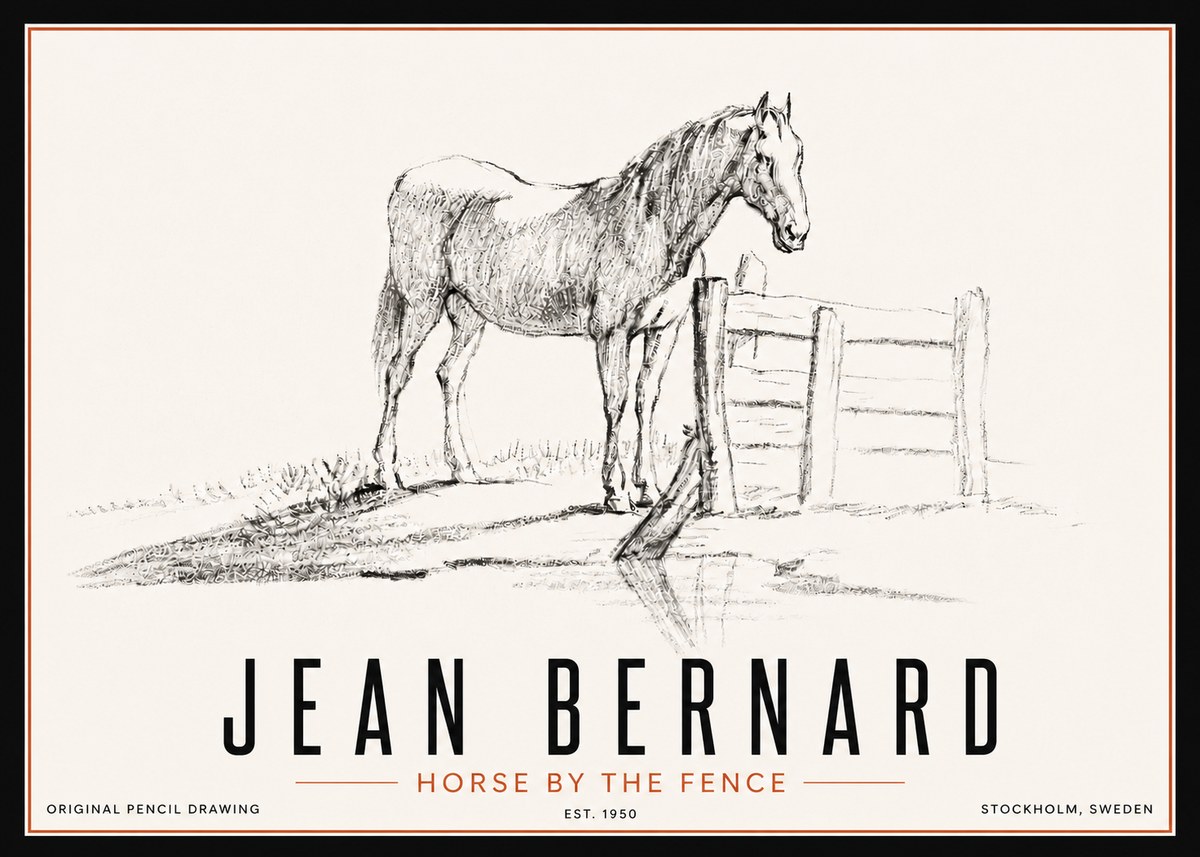 Jean Bernard Horse by the Fence No5 - Plakát