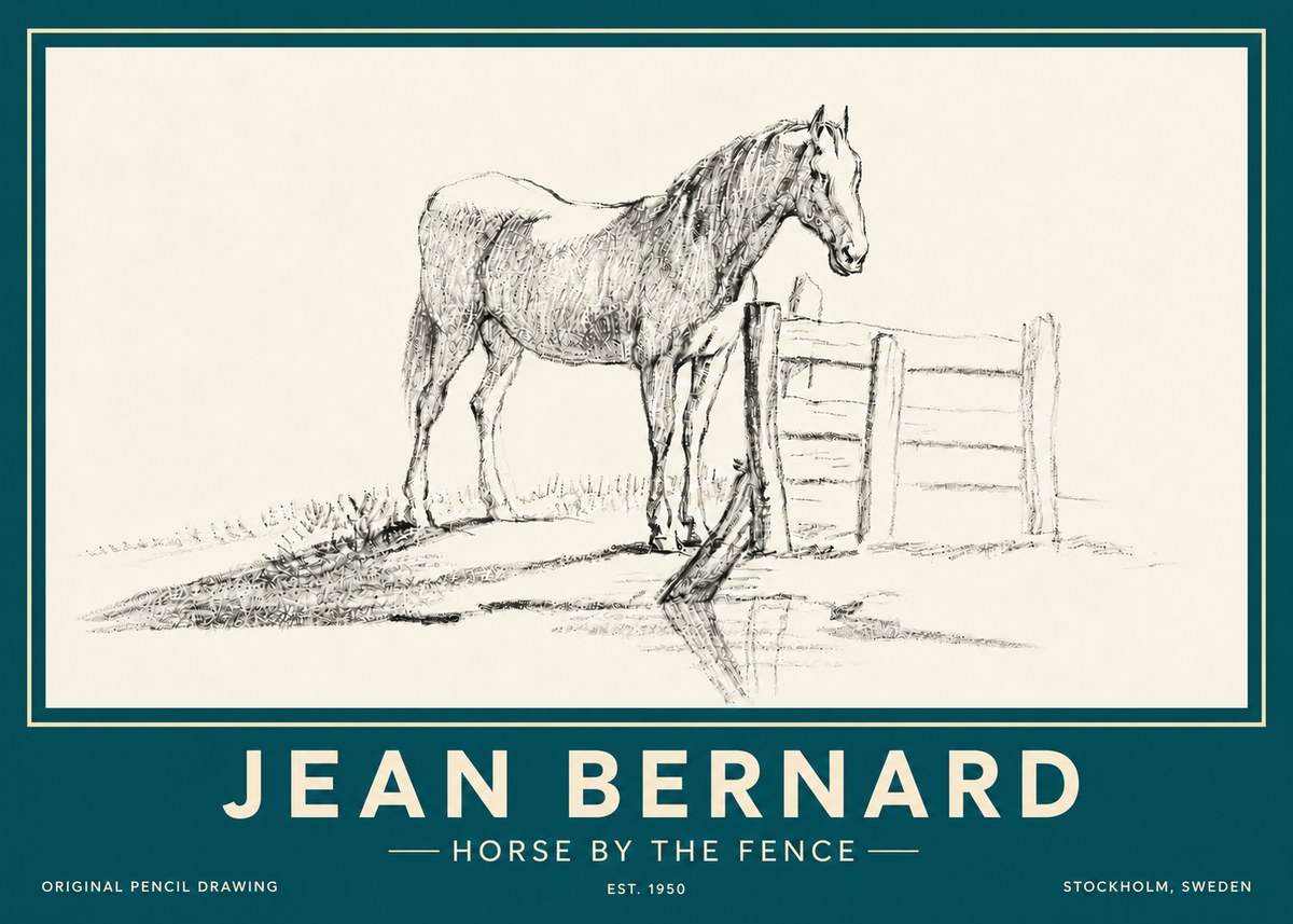Jean Bernard Horse by the Fence No6 - Plakát