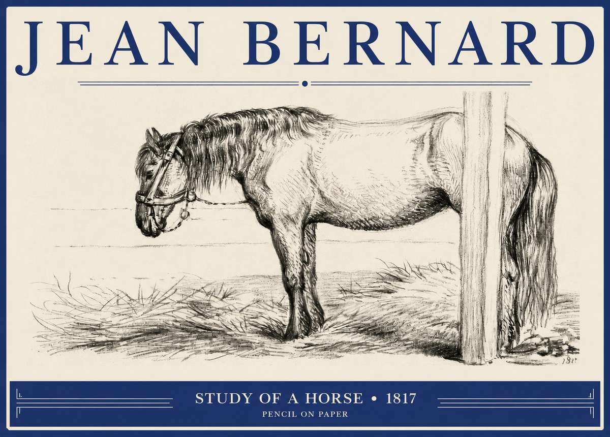 Jean Bernard Study of a Horse XII No2 - Plakát