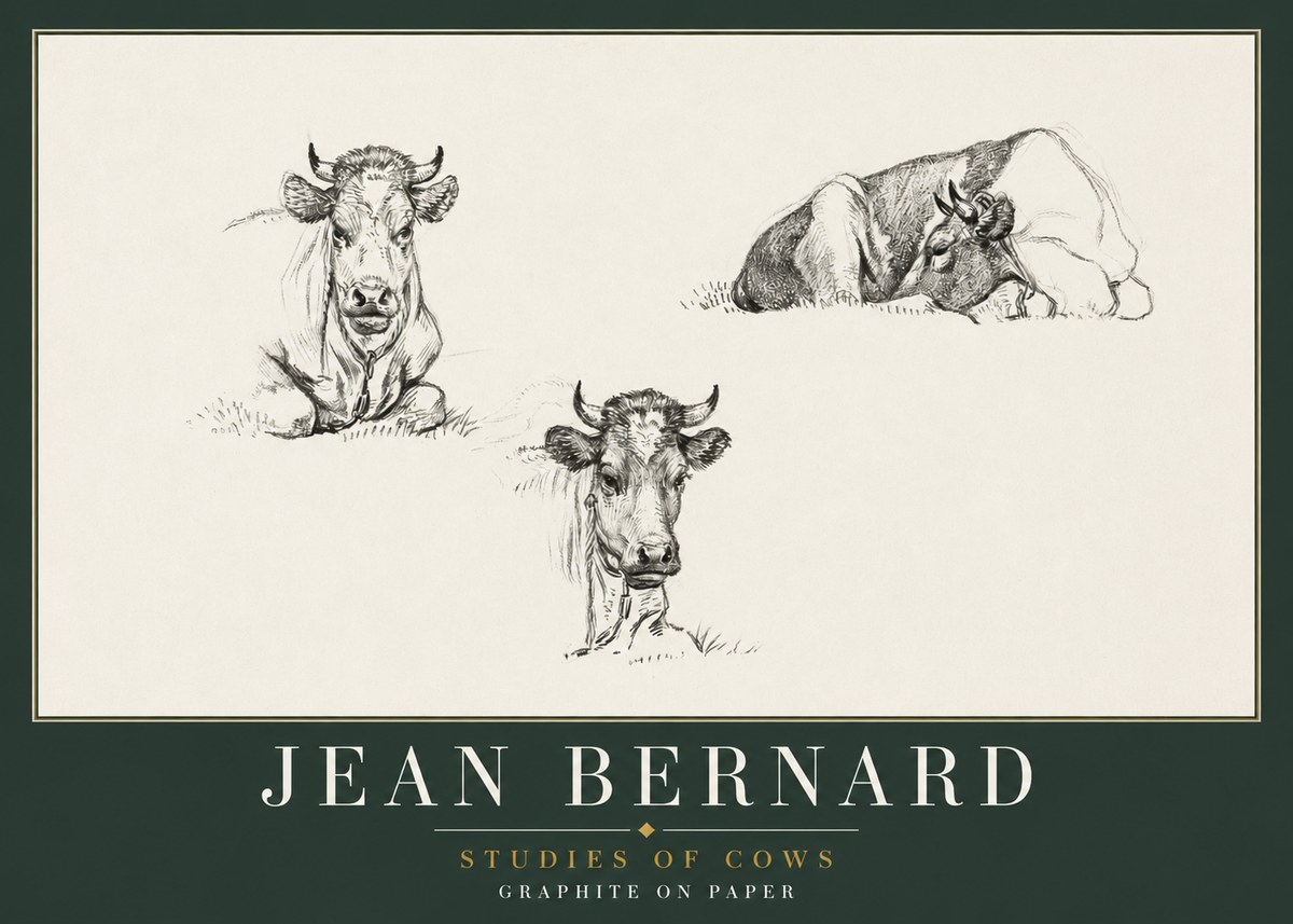 Jean Bernard Studies of Cows II No2 - Plakát