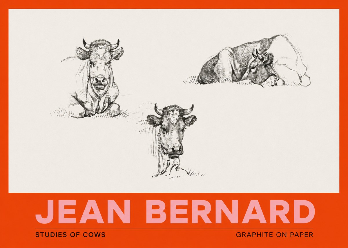 Jean Bernard Studies of Cows II No3 - Plakát