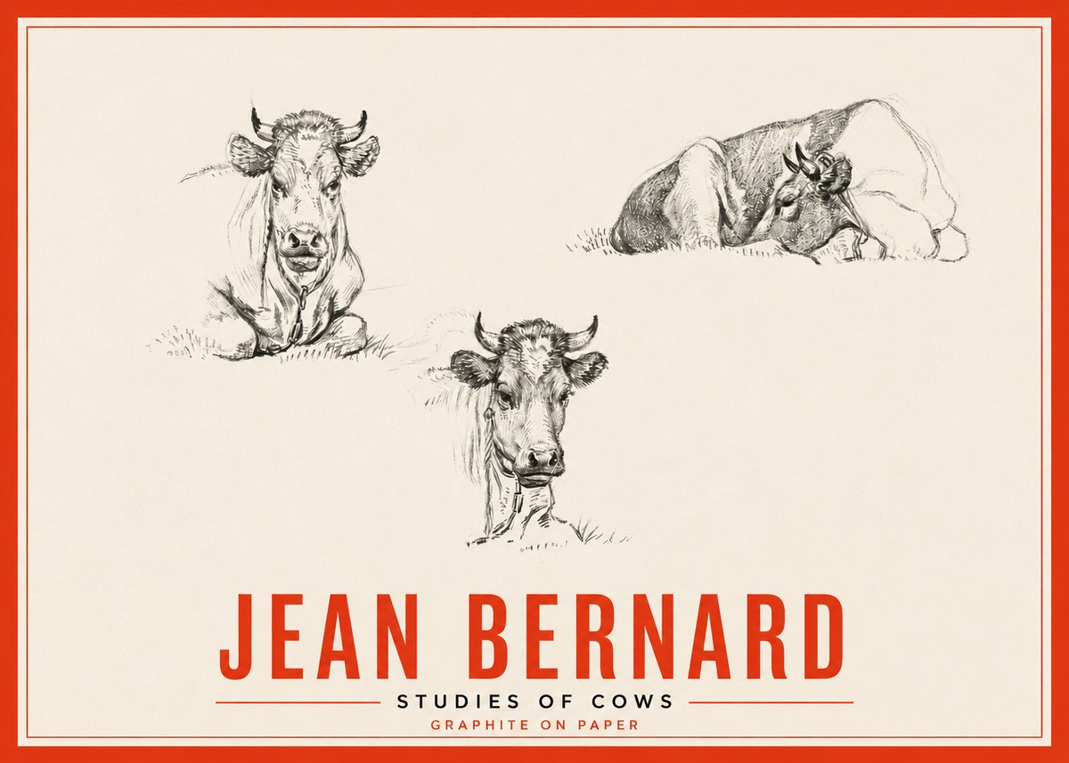 Jean Bernard Studies of Cows II No5 - Plakát