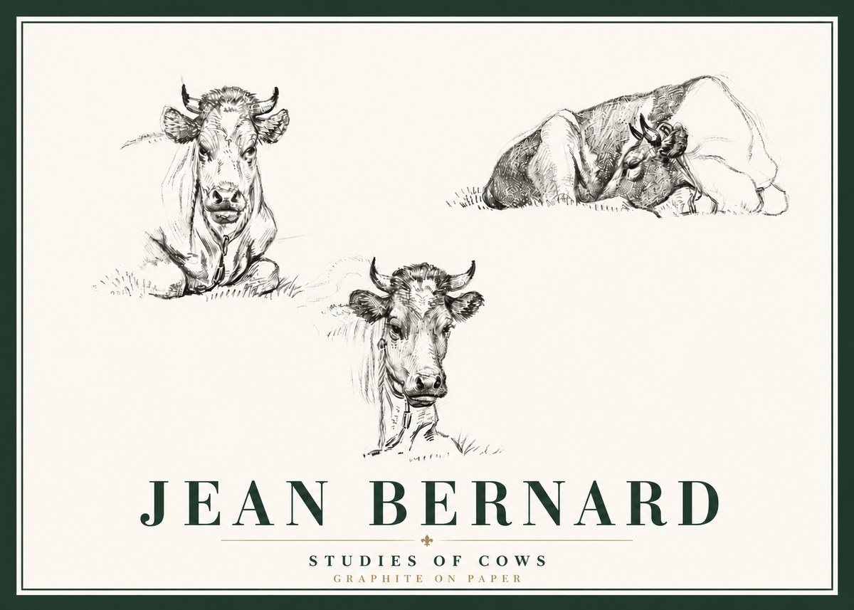 Jean Bernard Studies of Cows II No6 - Plakát