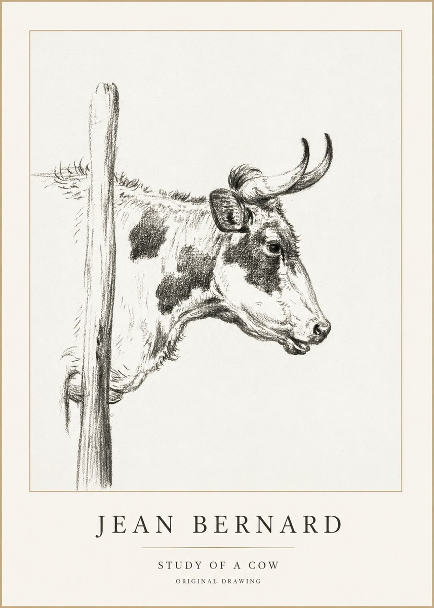 Jean Bernard Study of a Cow XVII No1 - Plakát