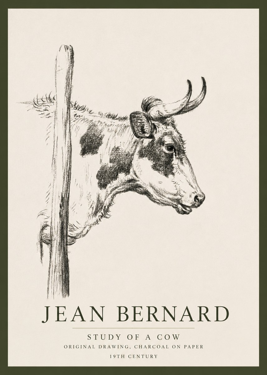 Jean Bernard Study of a Cow XVII No3 - Plakát