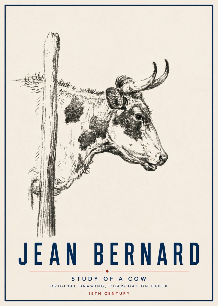 Jean Bernard Study of a Cow XVII No5 - Plakát