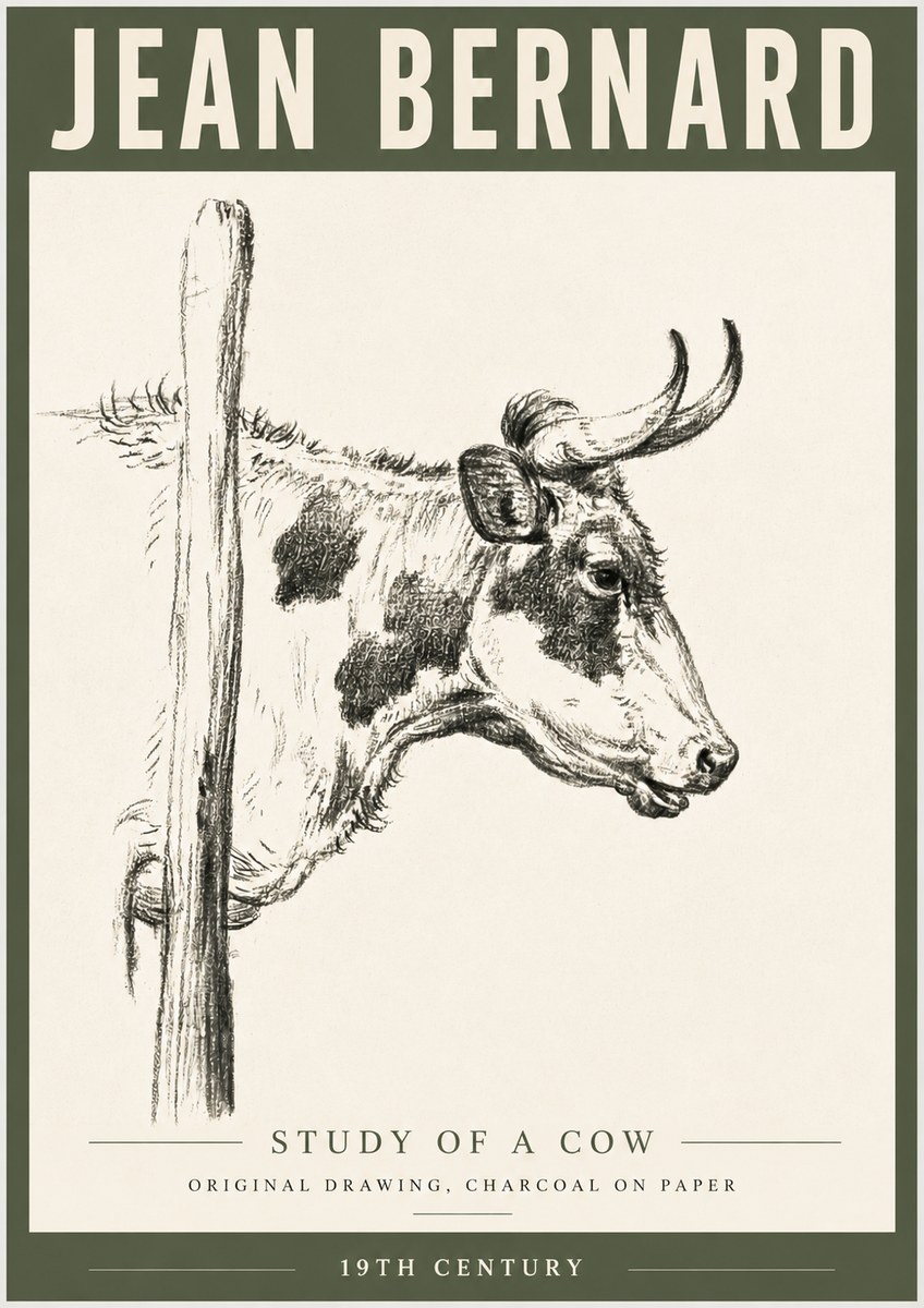 Jean Bernard Study of a Cow XVII No6 - Plakát