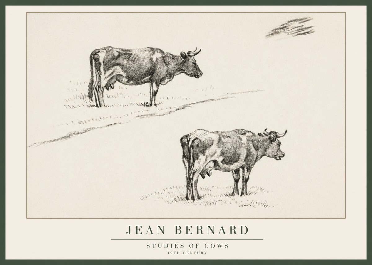 Jean Bernard Studies of Cows III No1 - Plakát