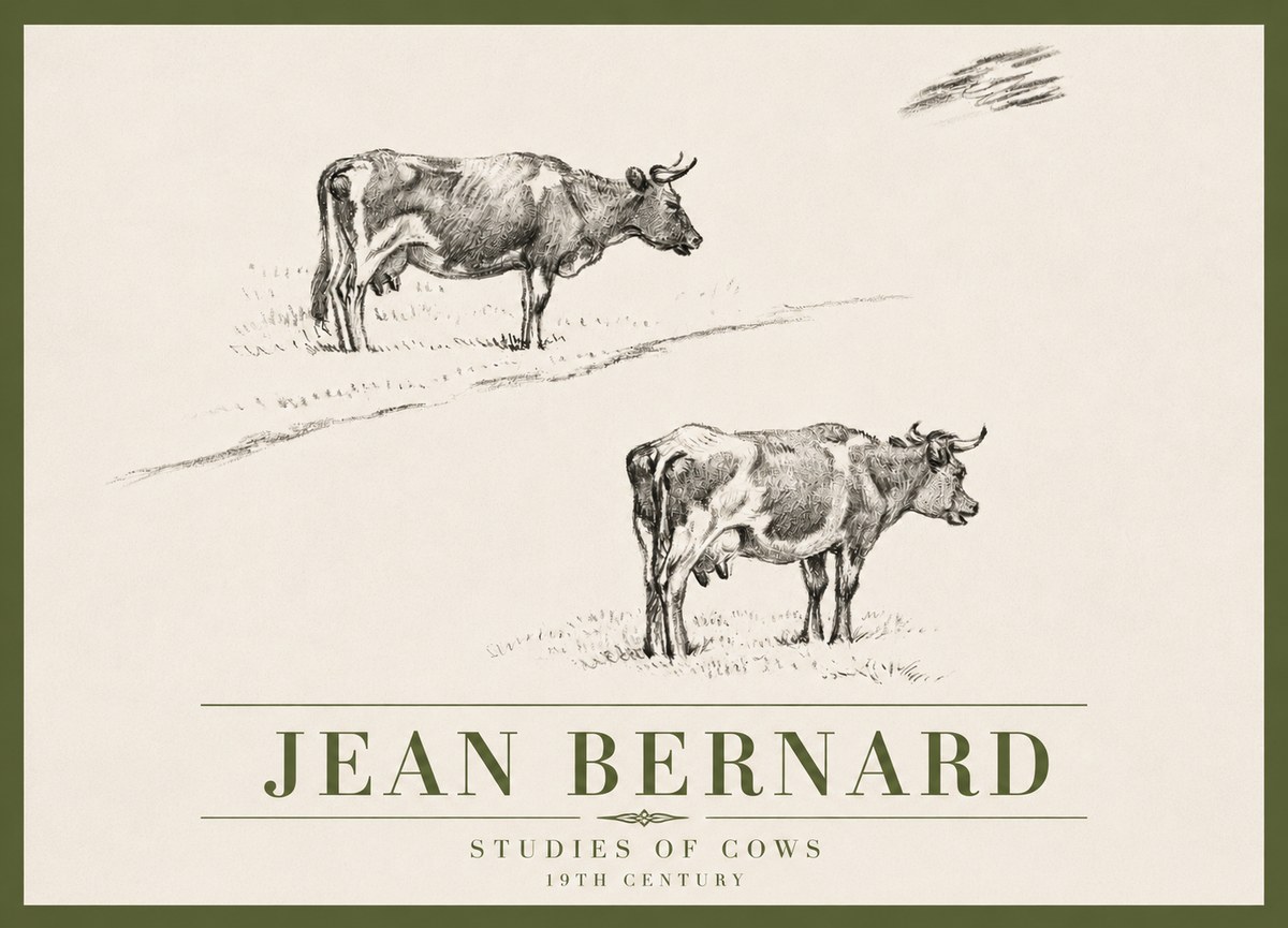 Jean Bernard Studies of Cows III No4 - Plakát