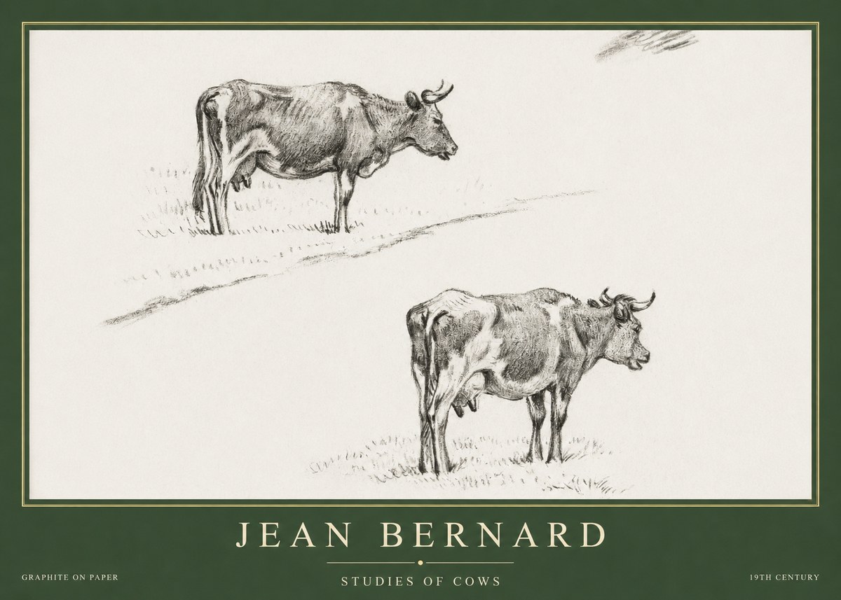 Jean Bernard Studies of Cows III No5 - Plakát