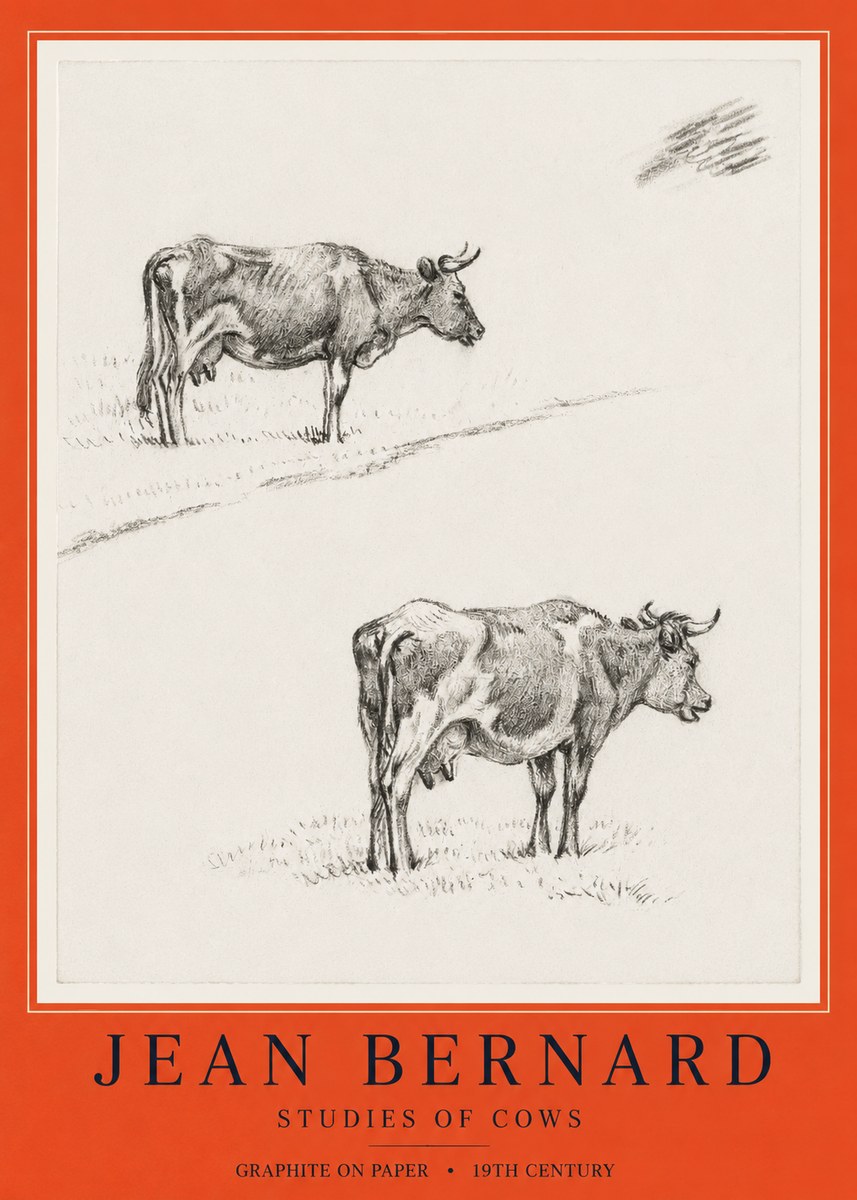 Jean Bernard Studies of Cows III No6 - Plakát