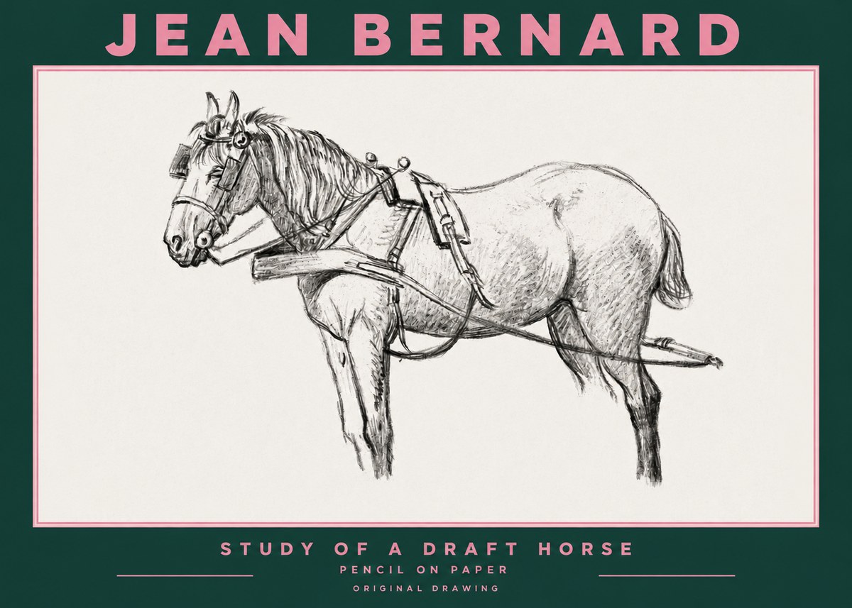 Jean Bernard Study of a Draft Horse I No3 - Plakát