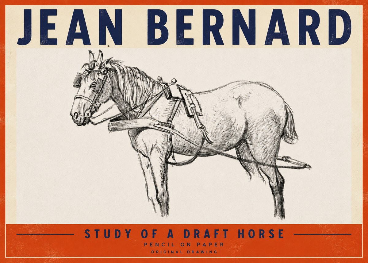 Jean Bernard Study of a Draft Horse I No4 - Plakát