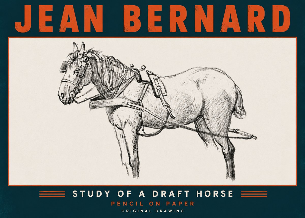 Jean Bernard Study of a Draft Horse I No6 - Plakát
