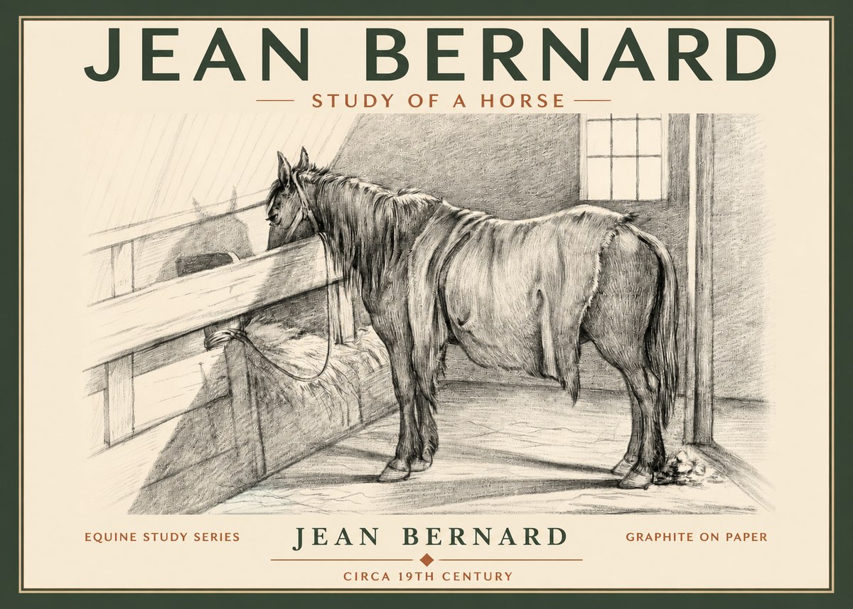 Jean Bernard Study of a Horse XIII No2 - Plakát