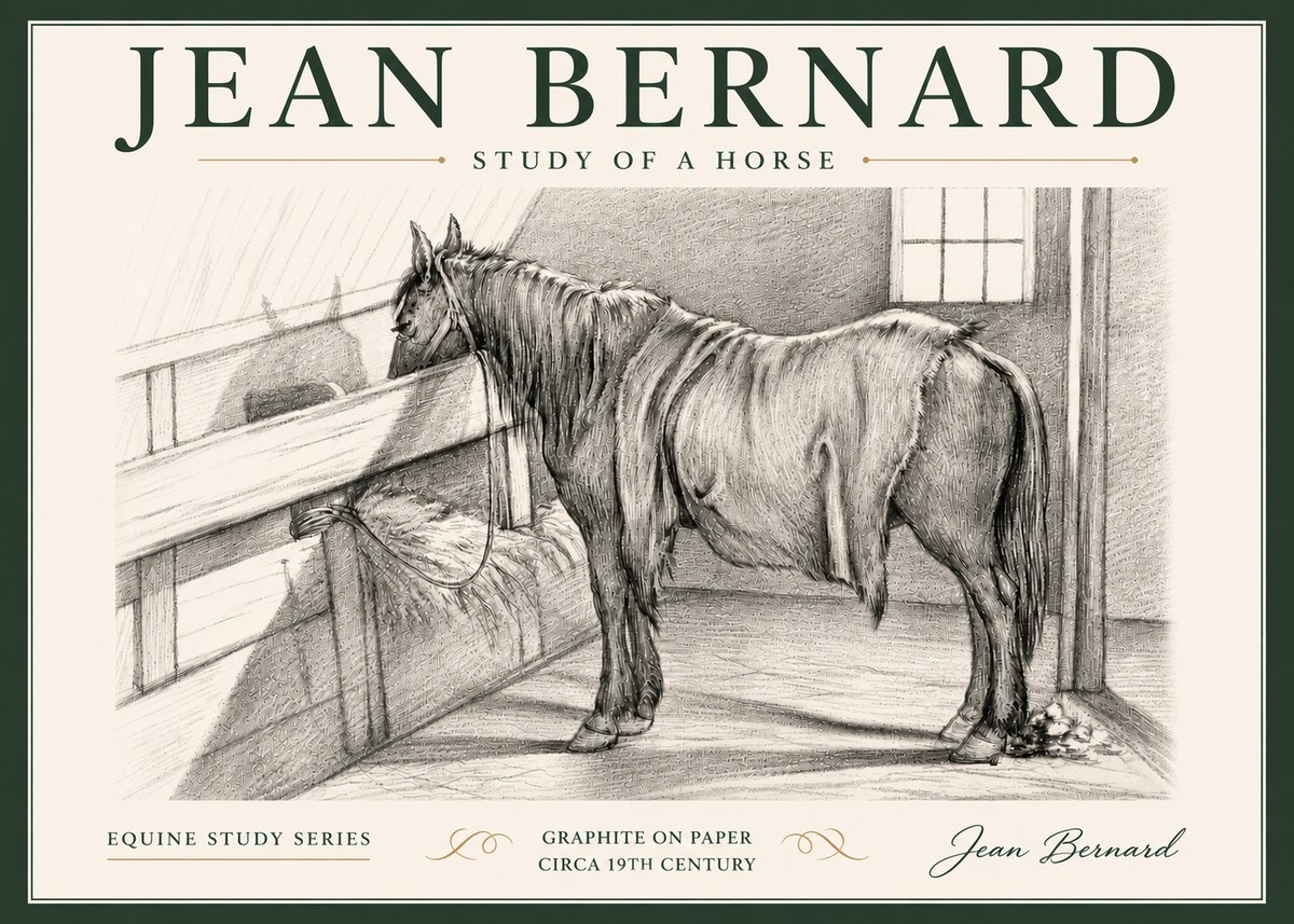 Jean Bernard Study of a Horse XIII No5 - Plakát