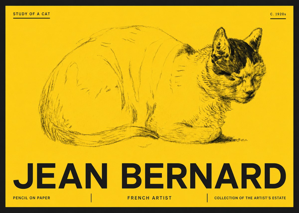 Jean Bernard Study of a Cat III No6 - Plakát
