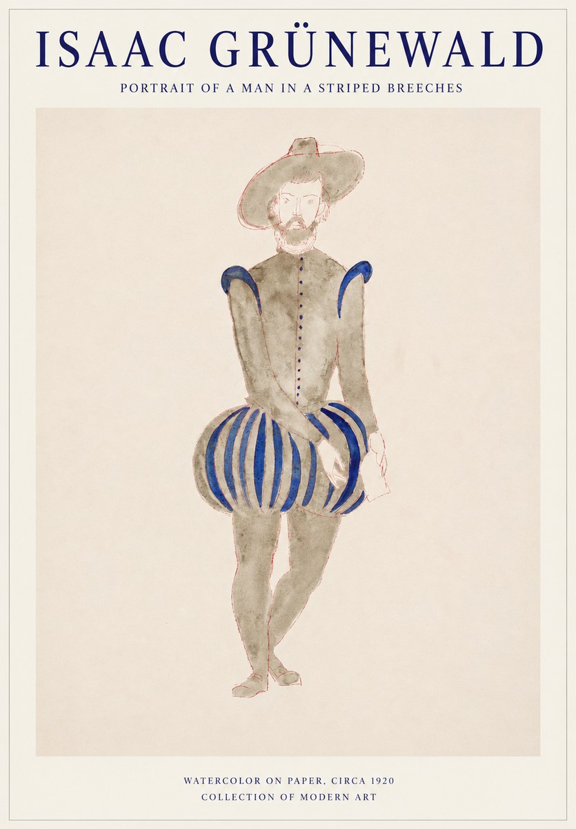 Isaac Grünewald Portrait of a Man in a Striped Breeches No1 - Plakát