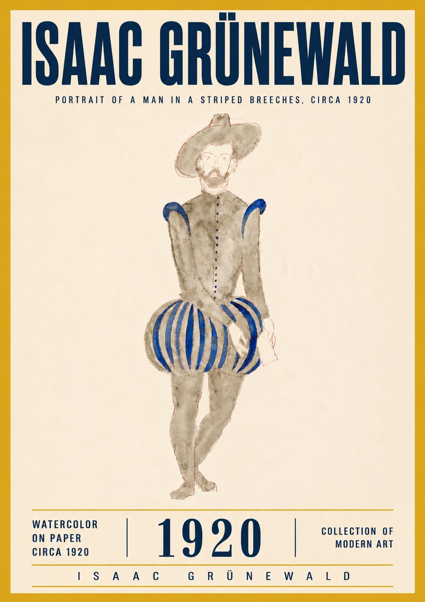 Isaac Grünewald Portrait of a Man in a Striped Breeches No6 - Plakát