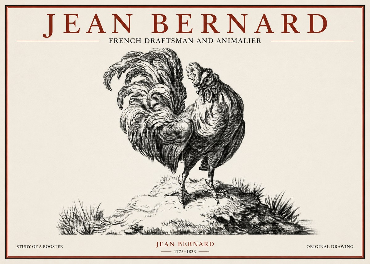 Jean Bernard Study of a Rooster No1 - Plakát