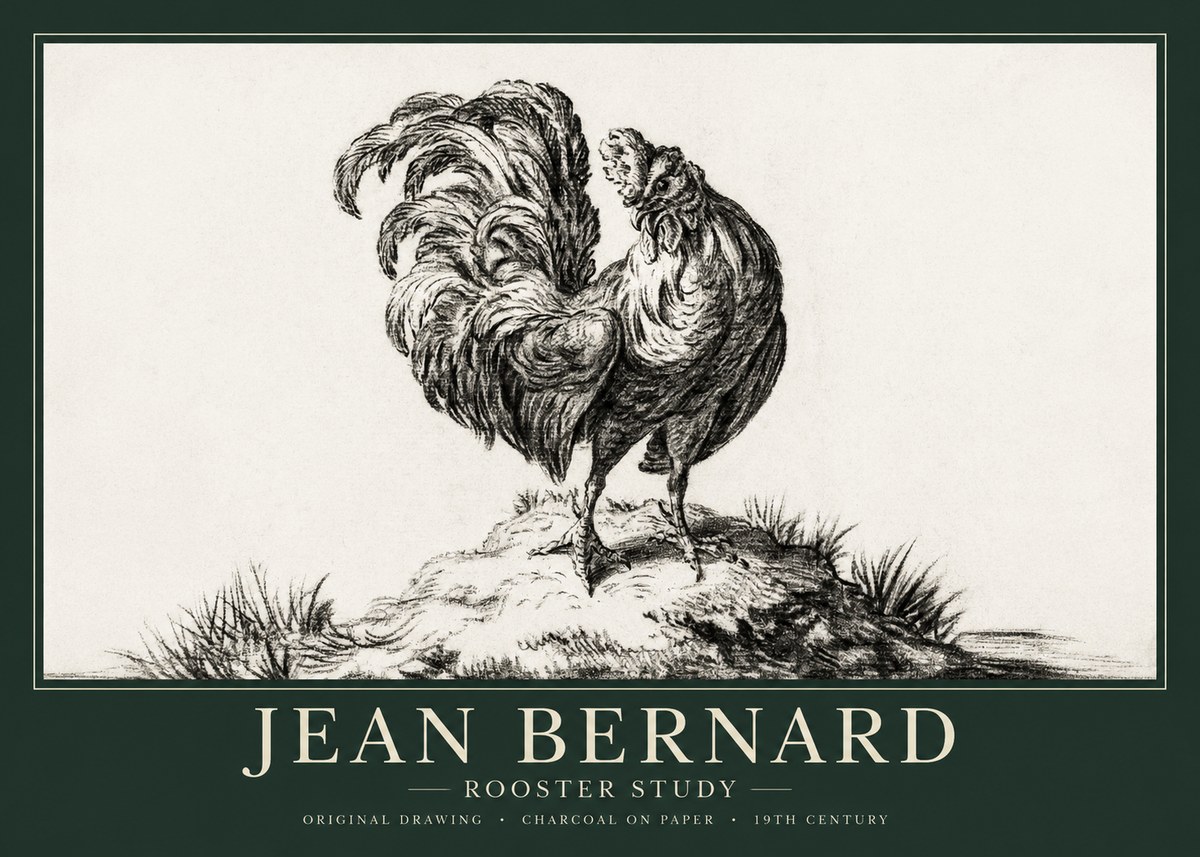 Jean Bernard Study of a Rooster No2 - Plakát